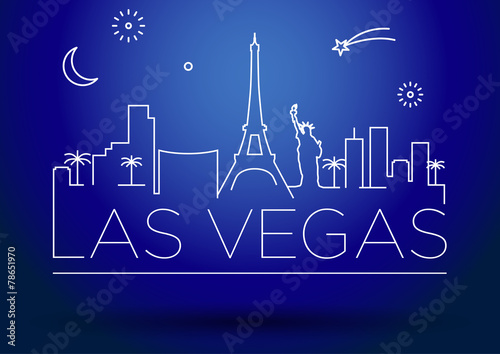 Las Vegas City Line Silhouette Typographic Design