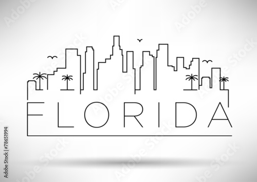 Florida City Line Silhouette Typographic Design