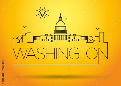Washington D.C. City Line Silhouette Typographic Design