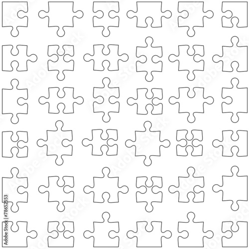 Set of white jigsaw puzzles. illustration.