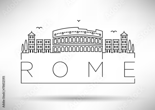 Rome City Line Silhouette Typographic Design