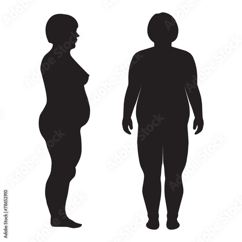 vector fat body, weight loss, overweight silhouette illustration