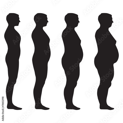 vector fat body, weight loss, overweight silhouette
