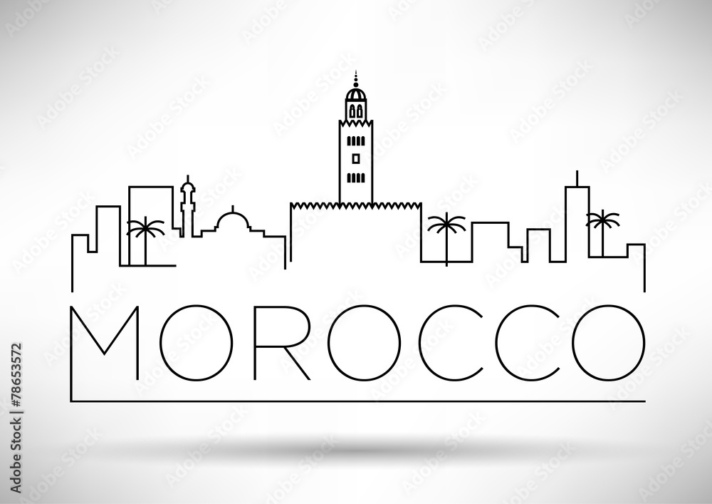 Fototapeta Morocco City Line Silhouette Typographic Design