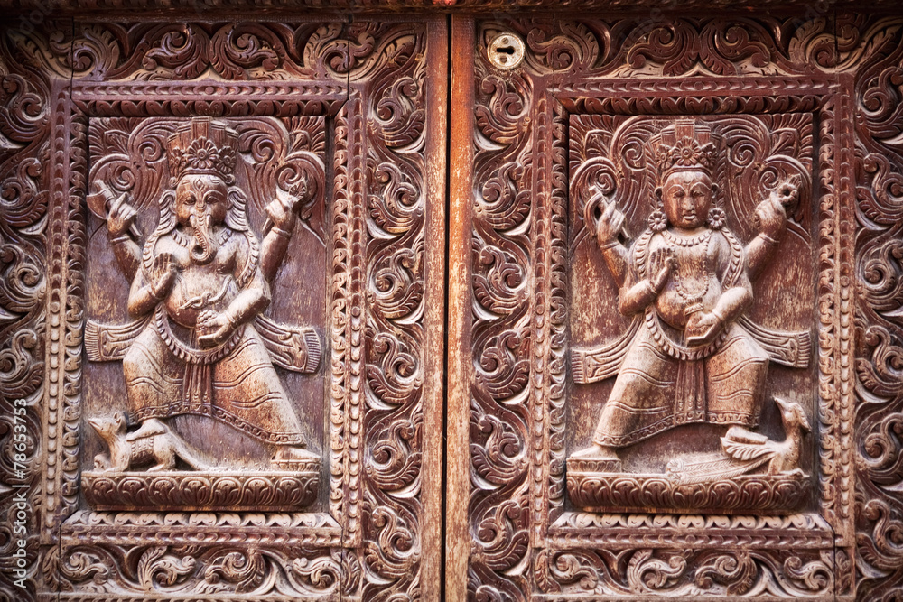 Ancient nepalese wooden carving