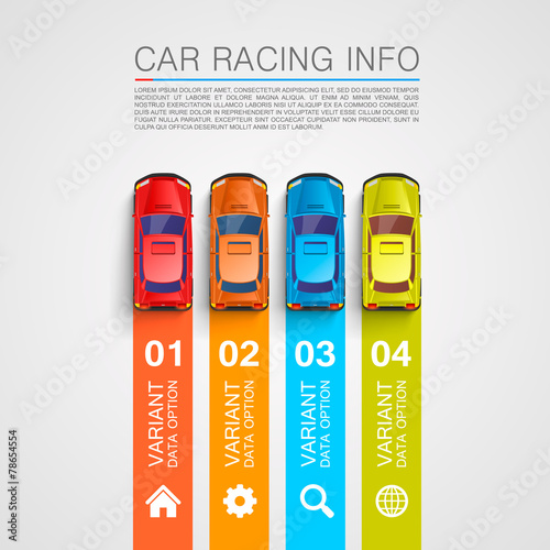 Car racing info art cover