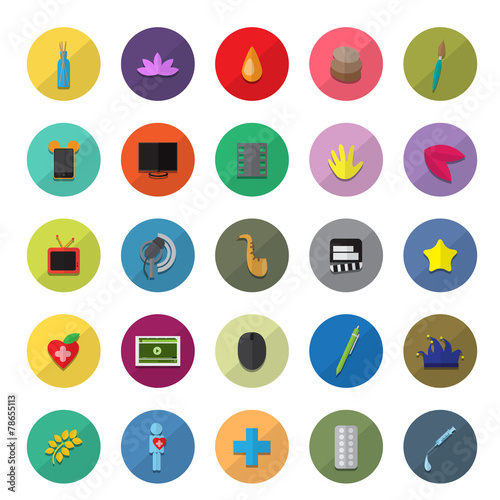 Flat Icons Collection - Isolated On White Background - Vector Illustration, Graphic Design Editable For Your Design