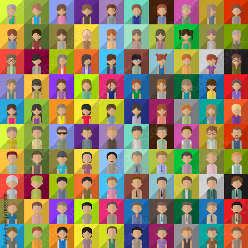 Flat People Icons - Isolated On Mosaic Background - Vector Illustration, Graphic Design Editable For Your Design