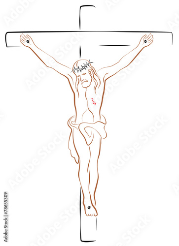 Jesus Crucifix Outline White
