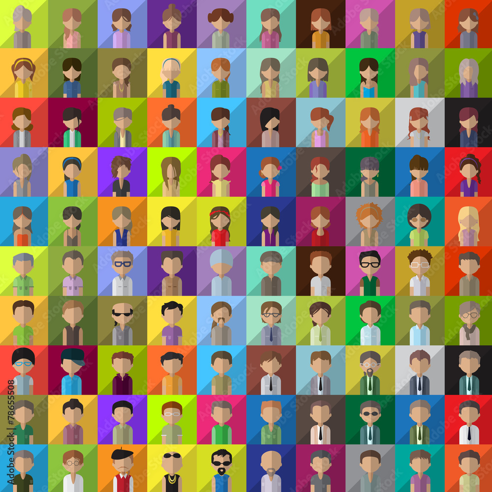 Flat People Icons - Isolated On Mosaic Background Flat People Icons - Isolated On Mosaic Background