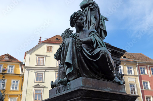 Archduke Johann Fountain, river Mur, Hauptplatz, Graz, Austria 