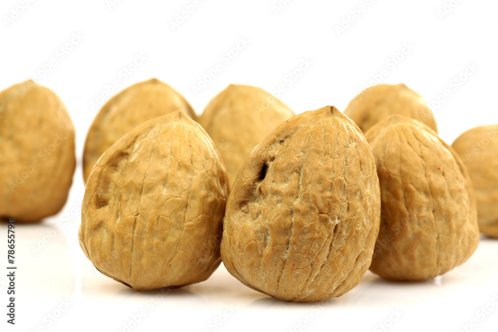 walnuts on a white background walnuts on a white background