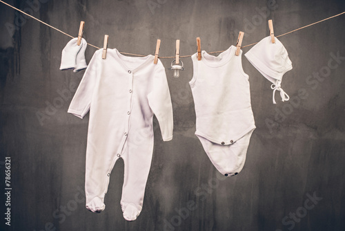 baby goods hanging clothesline