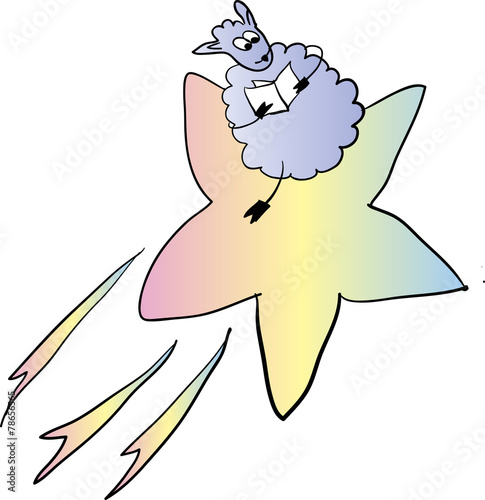 Sheep on the comet vector illustration
