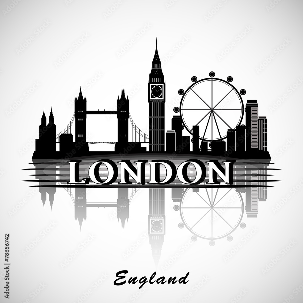 London City Skyline. Typographic Design. eps10 vector