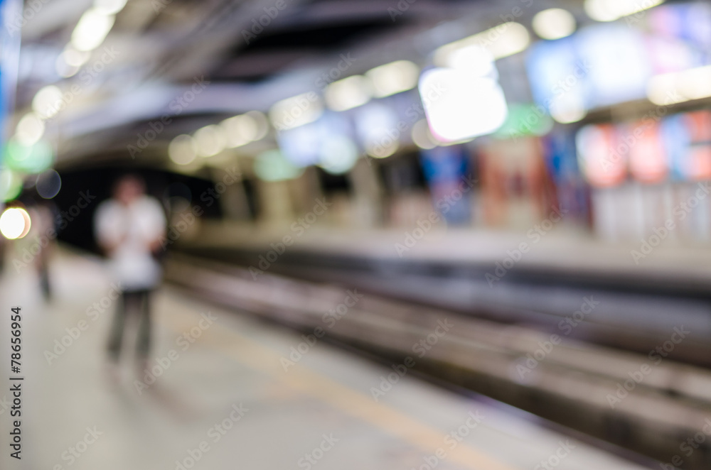 Obraz premium Abstract blurred electrical sky train station in city