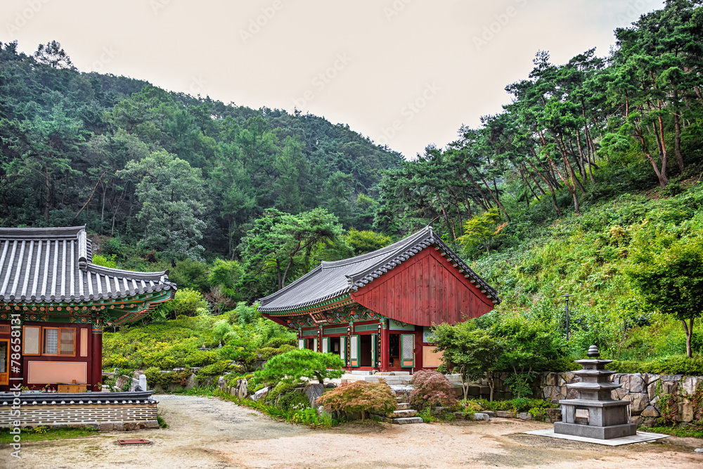 Buddhist monks temple in mountains in Korea