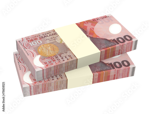 New Zealand currency isolated on white background. 