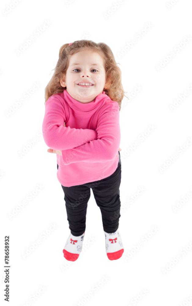 Cute little girl in pink with arms crossed Cute little girl in pink with arms crossed