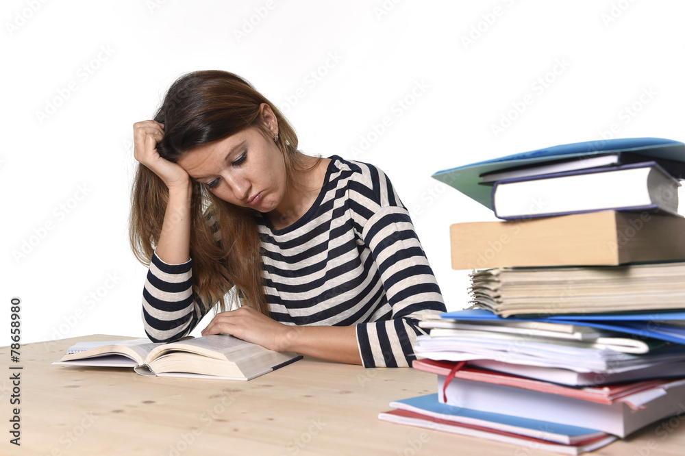 busy student woman studying for exam stressed overwhelmed busy student woman studying for exam stressed overwhelmed