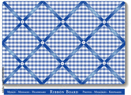 Ribbon Bulletin Board for photos, satin ribbon, gingham check