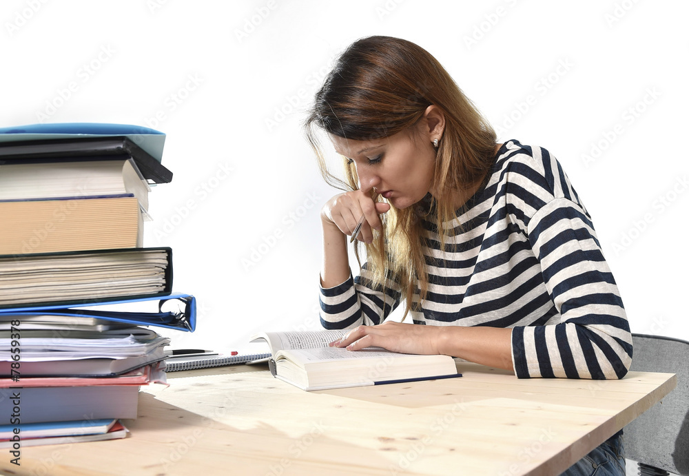 college student girl studying for exam in education concept college student girl studying for exam in education concept