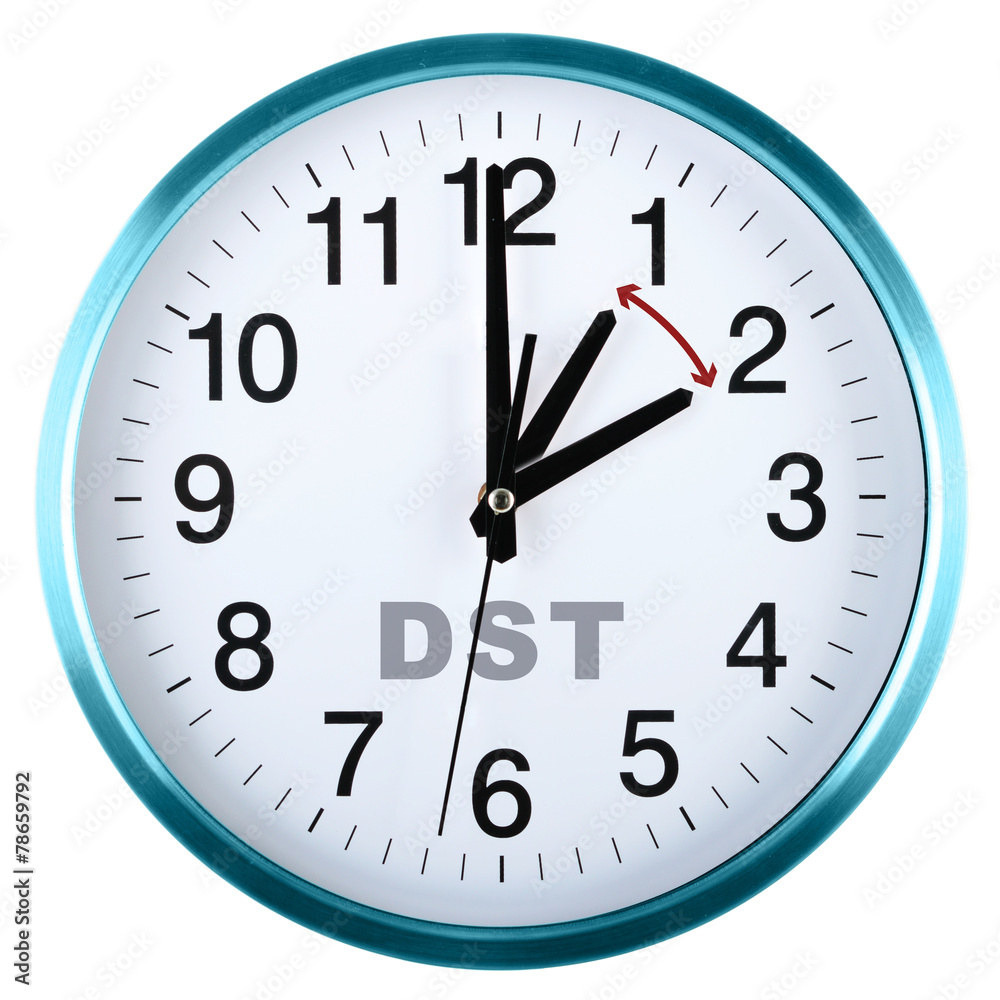 Wall clock isolated on white. Daylight saving time Wall clock isolated on white. Daylight saving time