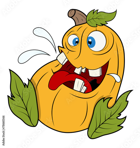 Funny Jack-o -lantern Pumpkin with Leaves - Halloween Vector