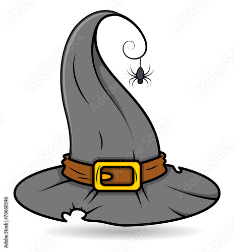 Witch Hat with a Spider Vector Illustration