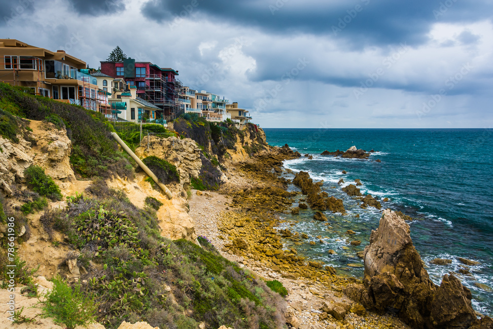 View of houses on cliffs above the Pacific Ocean from Inspiratio