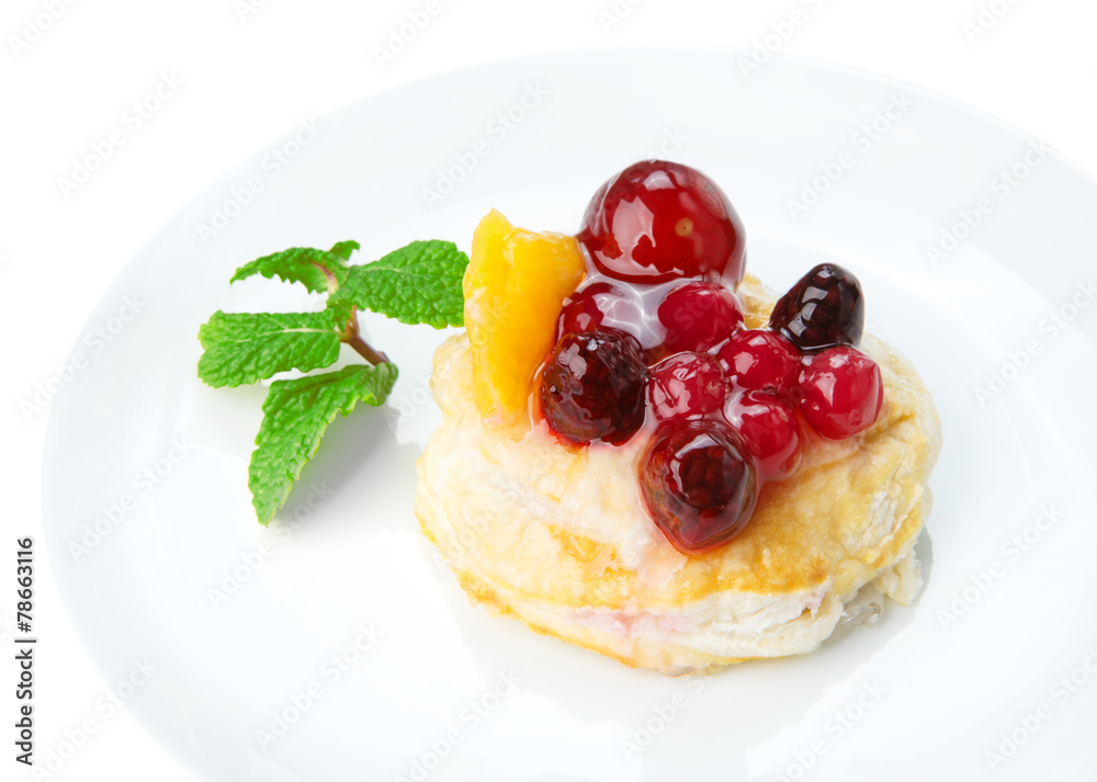 Restaurant food isolated - fruit berry puff pastry Restaurant food isolated - fruit berry puff pastry