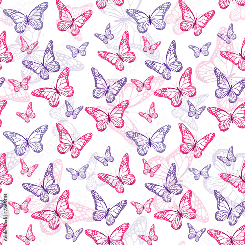 Colorful Butterflies Seamless Pattern. Vector Illustration