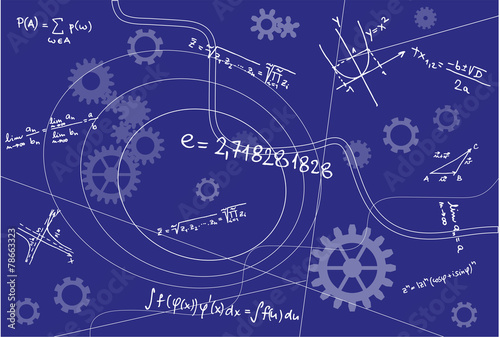 Mathematical Geometry Signs On Blue Background