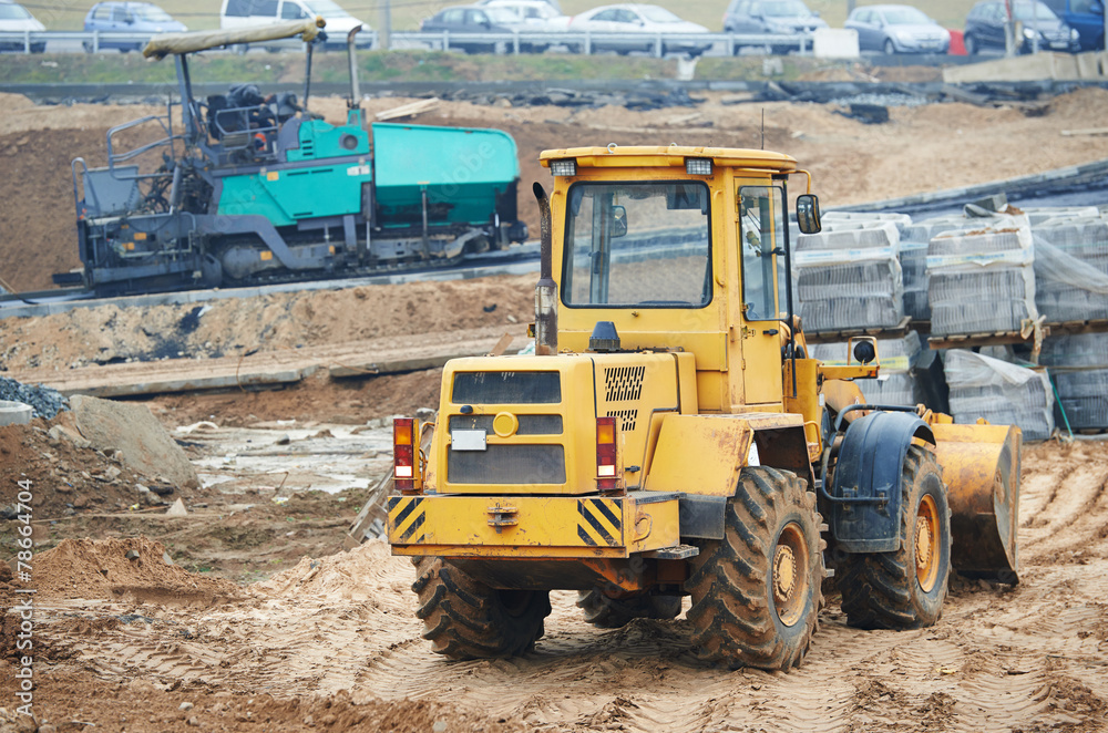 construction earthmoving works with loader
