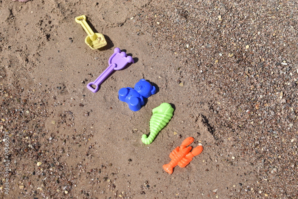 Sea children toys on the red sea beach Sea children toys on the red sea beach