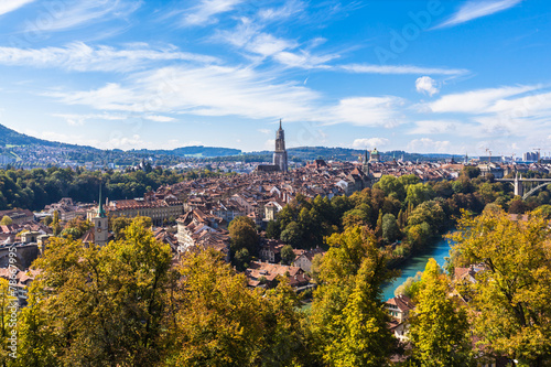 Panorama view of Berne old town from mountain top