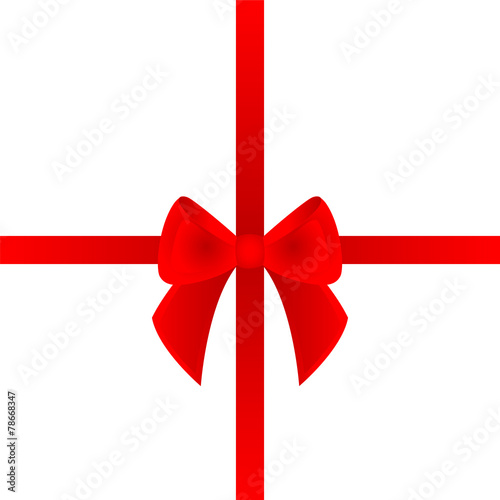 Red bow and ribbon on white background