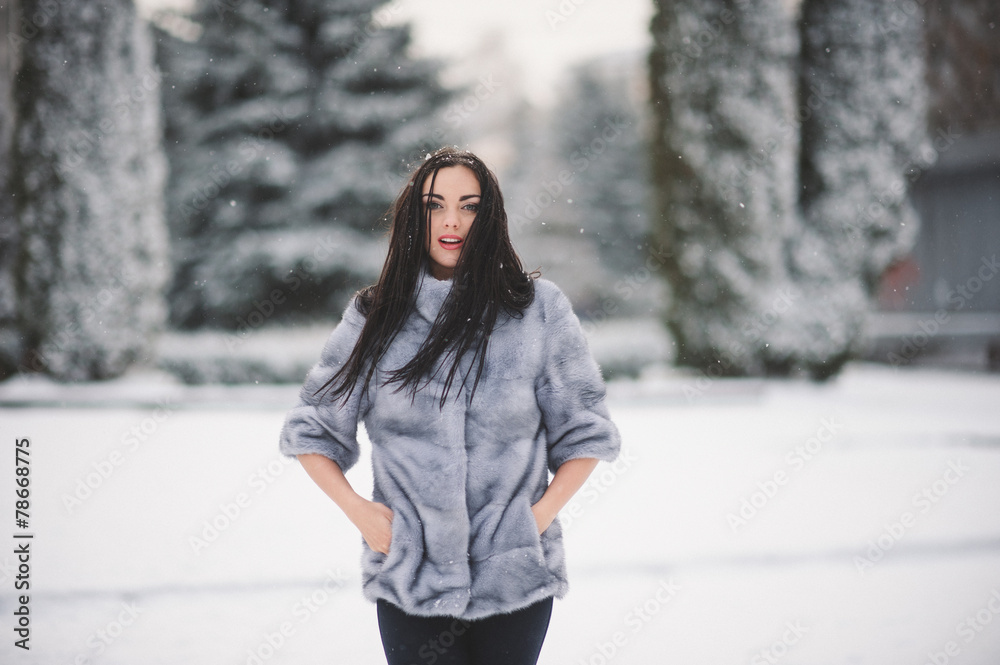 winter portrait of Beauty girl with snow winter portrait of Beauty girl with snow