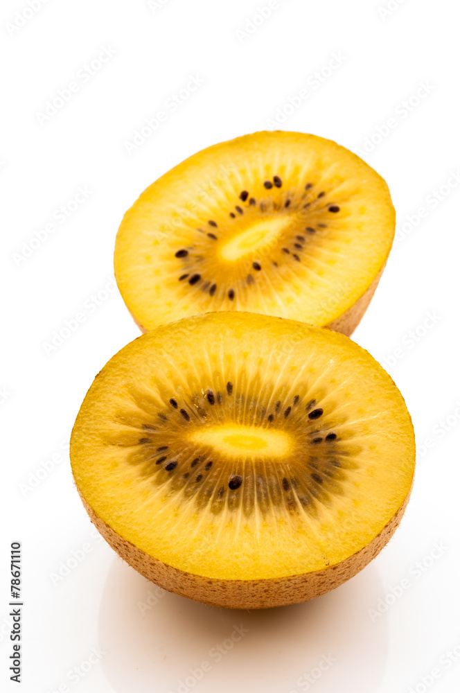 Yellow kiwi fruit on a white background Yellow kiwi fruit on a white background