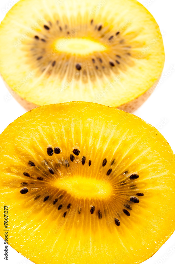 Yellow kiwi fruit on a white background Yellow kiwi fruit on a white background