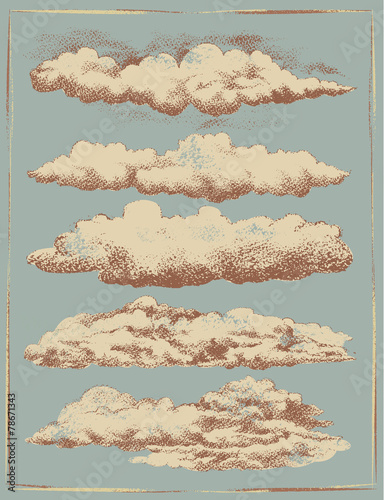 Vintage Cloud Background Vector Set
