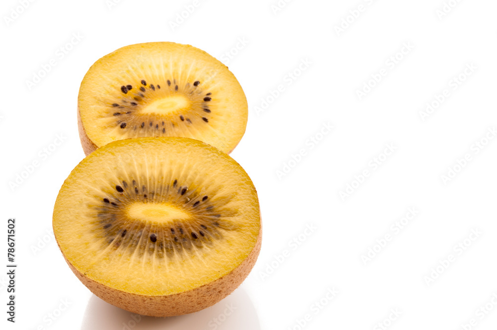 Yellow kiwi fruit on a white background Yellow kiwi fruit on a white background
