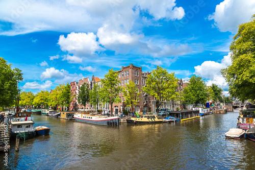 Amsterdam canals and  boats, Holland, Netherlands. © Sergii Figurnyi
