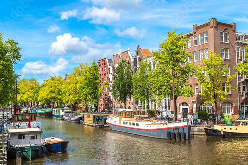 Amsterdam canals and  boats, Holland, Netherlands. © Sergii Figurnyi