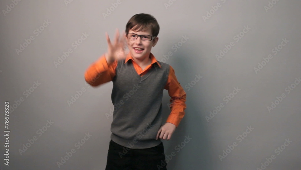 teenager boy dancing funny waving his arms in glasses ten years teenager boy dancing funny waving his arms in glasses ten years