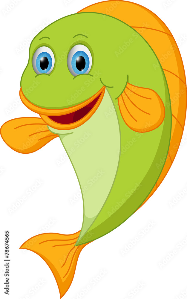 Fototapeta premium Happy fish cartoon