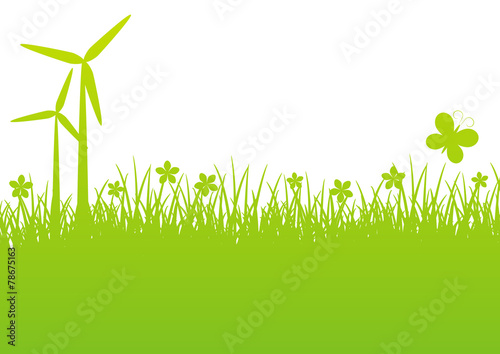 Green spring background with place for text