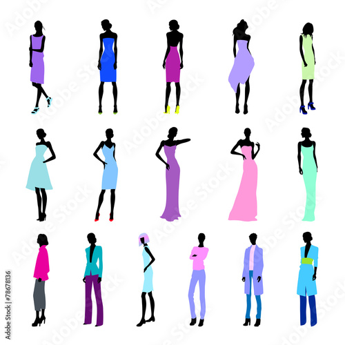Set of colored high fashion women