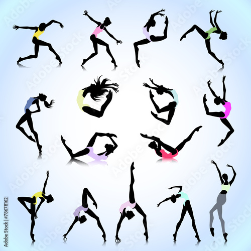 Set of female dance colored