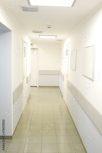 Medical center corridor interior